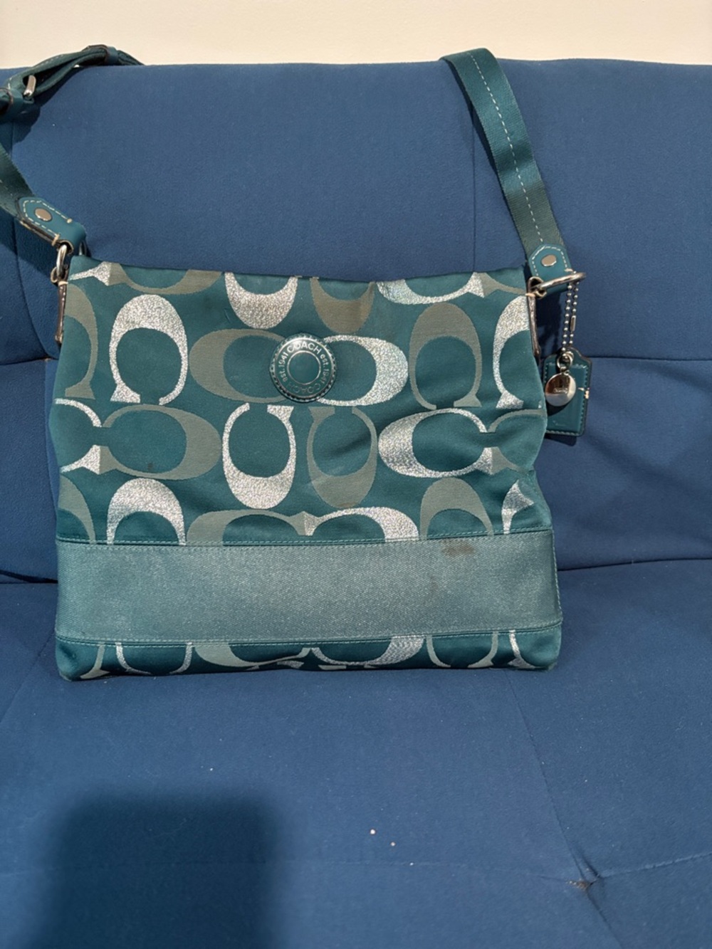Coach Teal Signature 'C' Crossbody Bag